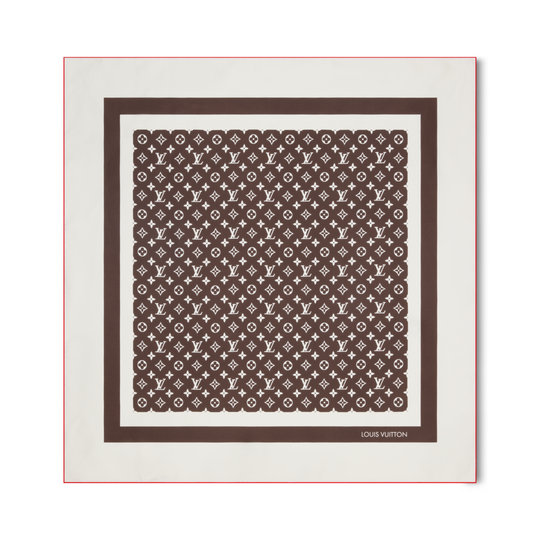 【正規品】LOUIS VUITTON モノグラム光沢柄　スカーフ　90cm 角 ピンク系 Louis Vuitton MONOGRAM(ルイヴィトン モノグラム
